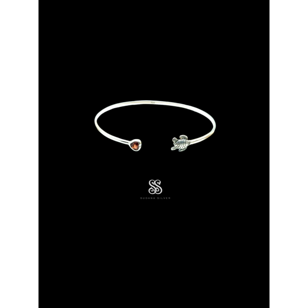 Gelang Perak Garnet Bintang Kura-Kura Silver 925 Handmade Bali Aksesoris Fashion