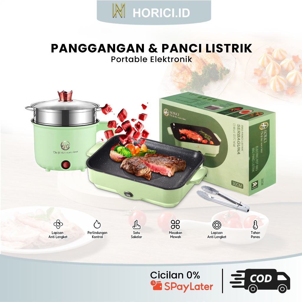 BUY 1 GET FREE 5 Panggangan Multifungsi BBQ Elektrik Panci Pemanggang Anti Lengket Persegi Panjang