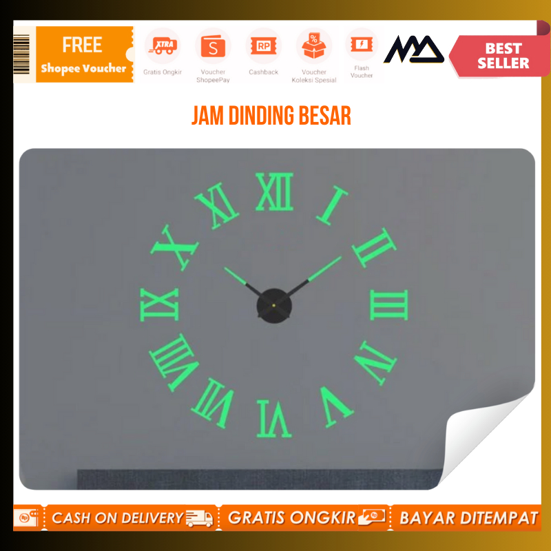 Jam Dinding  Menyala dalam Gelap / Jam Dinding Fosfor / Jam Dinding Glow in The Dark