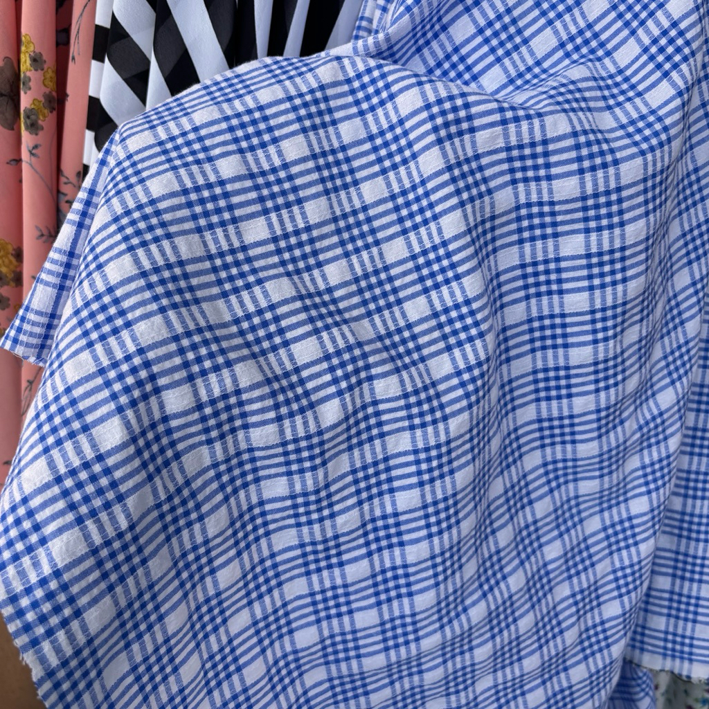 Kain Katun Kotak Biru Putih – Bahan Kemeja, Dress, Seragam, DIY Craft tre
