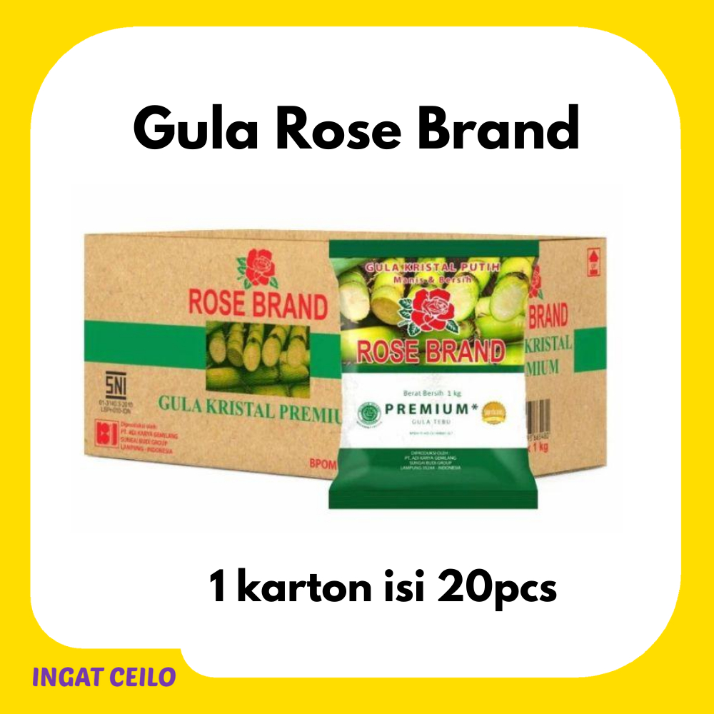 

Gula Pasir Kemasan 1KG isi 20pcs | Gula Rose Brand | Gula Asli 1kg