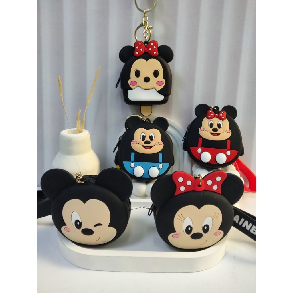 Gantungan Kunci Pouch Mickey Mouse dan Mini Mouse Gantungan Hiasan Tas Silikon Anak Dan Dewasa Lucu