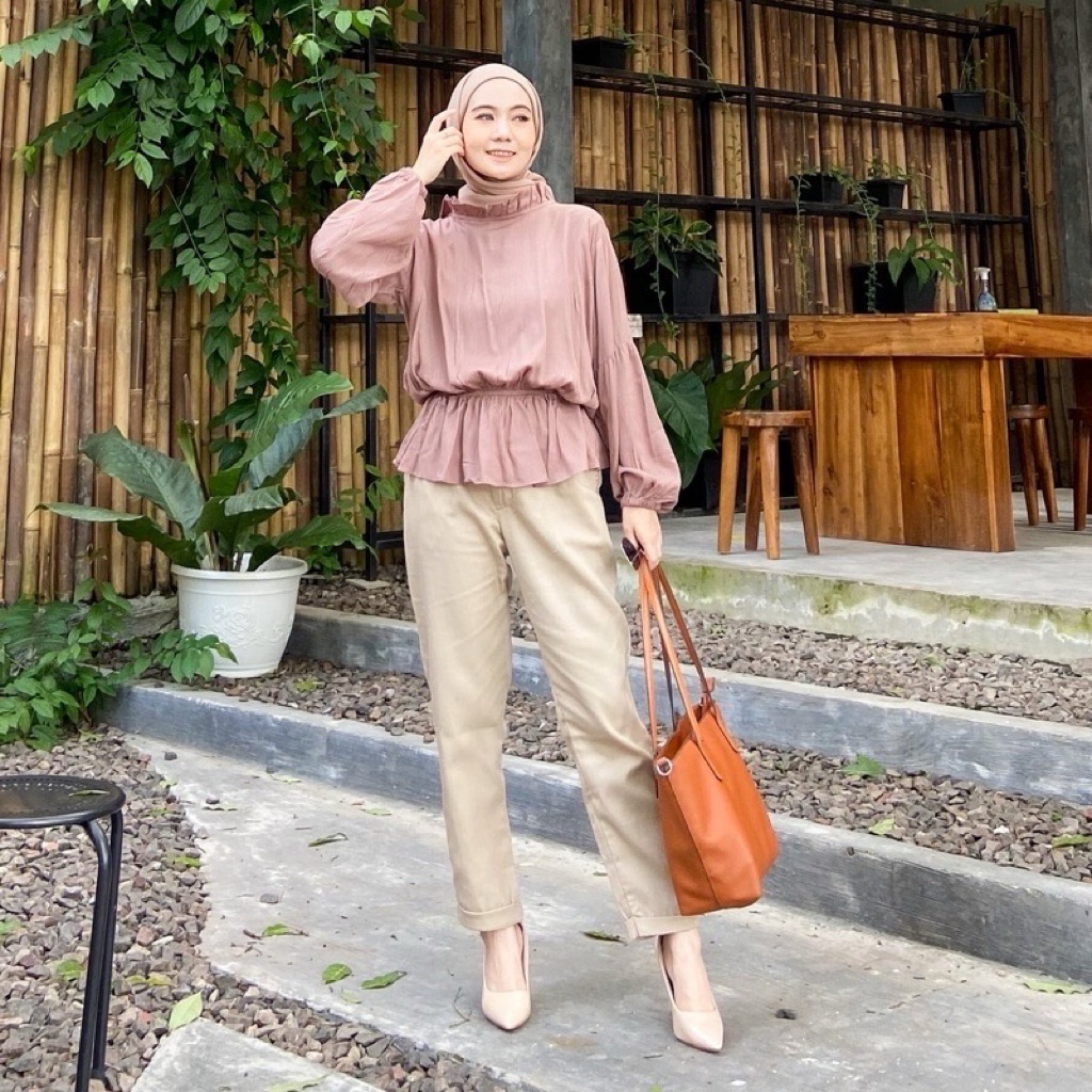 Arfa Blouse Pakaian Atasan Baju Fashion Wanita Kekinian Bahan Rayon Crinkle Premium By Janietyeeoffi