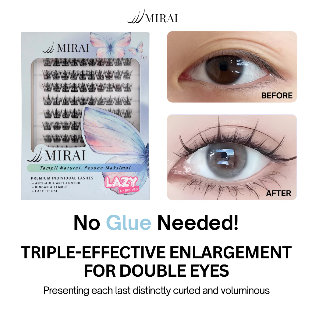 [TANPA LEM] MIRAI Daisy/Sunflower/Trilogy Bulu Mata Premium Individual Cluster Eyelash Extensions Na