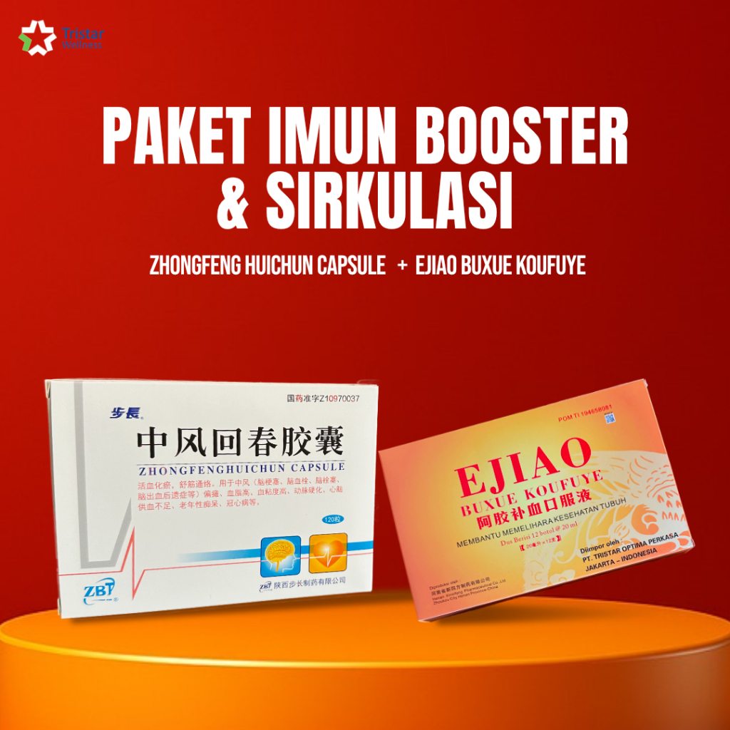 Paket Imun Booster & Sirkulasi ZhongFeng Huichun Capsule + Ejiao Buxue Koufuye