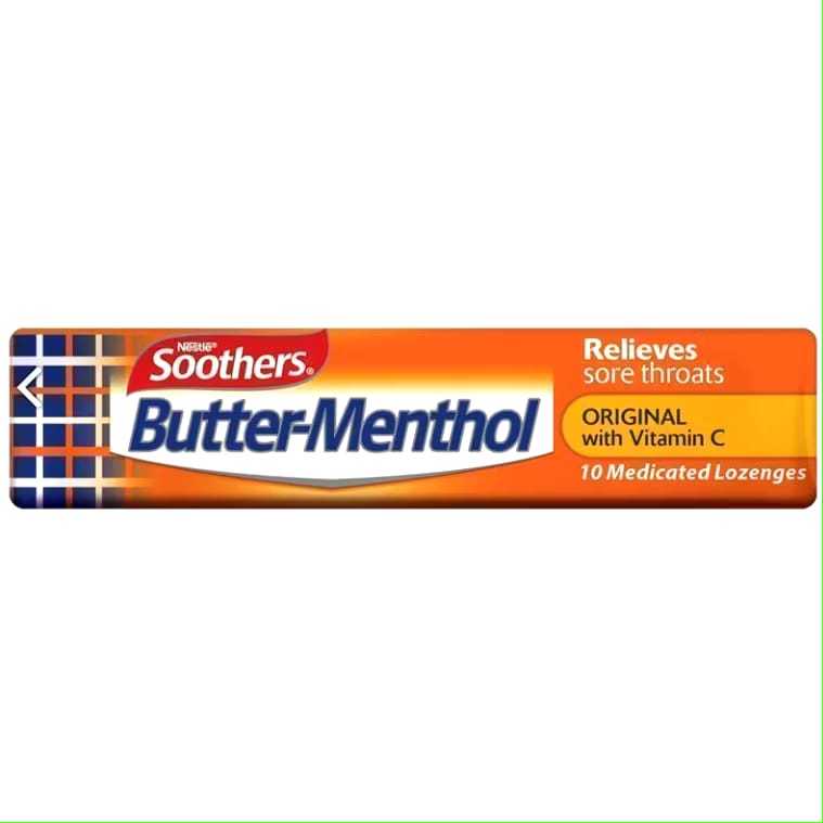 

Nestle Soothers Butter-Menthol Original with Vitamin C isi 10 Lozenges/Permen tengorokan GOU