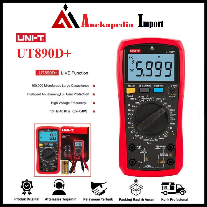 UNI-T UT890D+ Digital Multimeter AVO Avometer Multitester - Alat Pengukur Digital Multimeter UT890D+