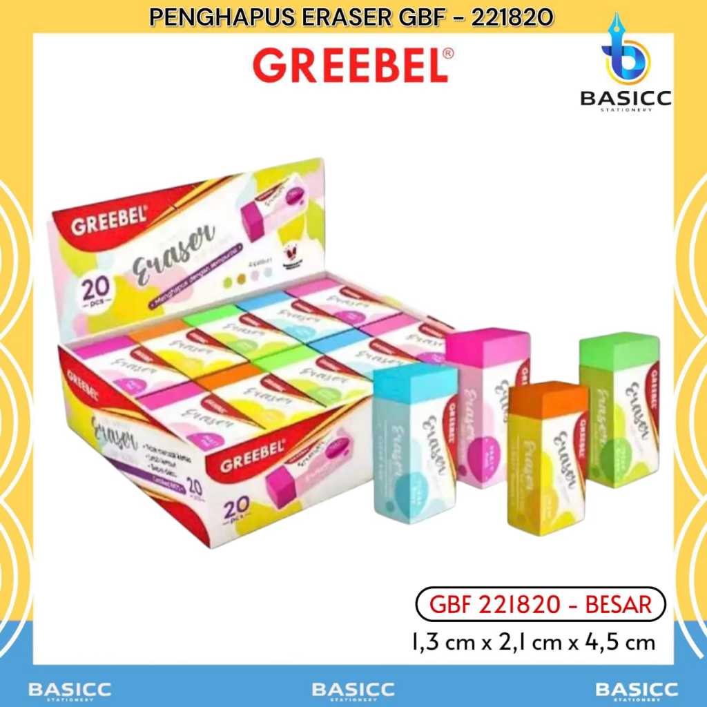 

Greebel Eraser Stip Hapusan Color Besar GBF- 221820 | Penghapus Pensil | @1Pcs
