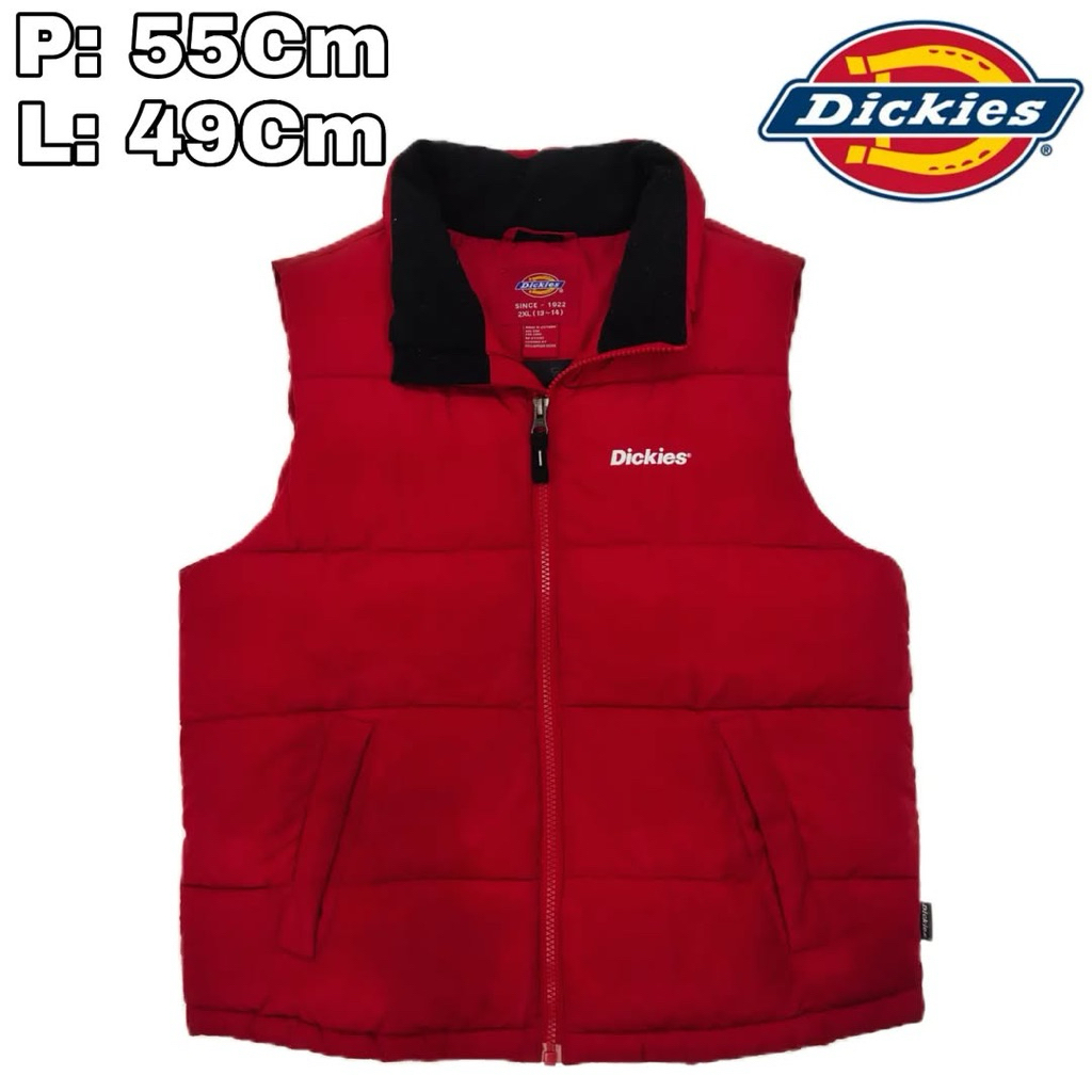 V27 Rompi Puffer Casual Winter Dickies Red Dickies  Vest Tebal Musim Dingin Hiking Pendaki Gunung