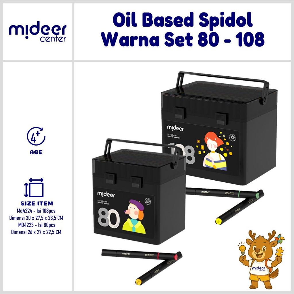 

Mideer Oil Based Spidol Warna Set 80 - 108 Warna Dual Tip Oily Marker 80 - 108 Mainan Edukasi Anak