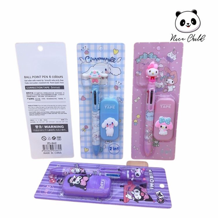 

NICE CHILD Set Alat Tulis 2 in 1 / Set Pulpen 6 Warna dan Korektor / Set Pena dan Korektor 2 in 1