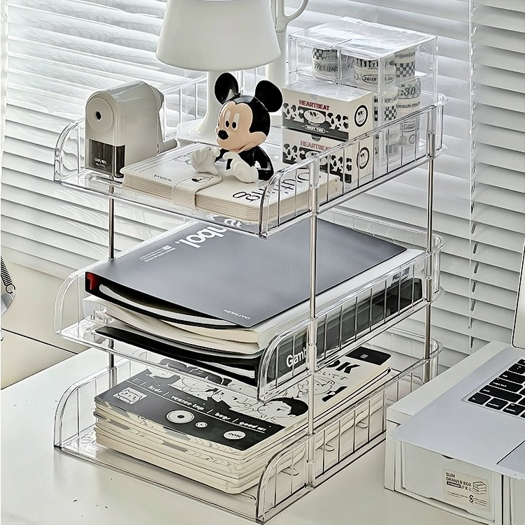 

rak buku Rak Penyimpanan Buku Rak Penyimpanan Multifungsi 2-4 Susun Rak Organizer Multifungsi untuk Dokumen/Kertas/Buku/Alat Tulis Rak Penyimpanan Akrilik Transparan