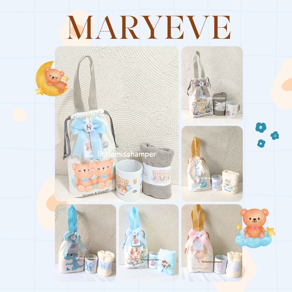 

Maryeve package custom blacu mug gelas custom soap and towel souvenir 1 bulan pengajian