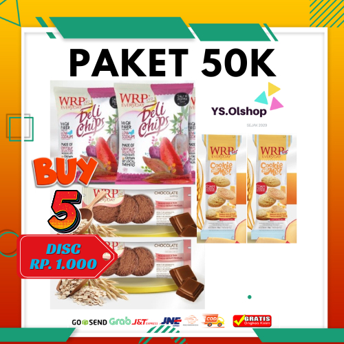 

WRP Paket hemat Snack isi 6 Pcs Cookis Edam 30 Gr, Cookies coklat 30 Gr & Delichips 40 Gr