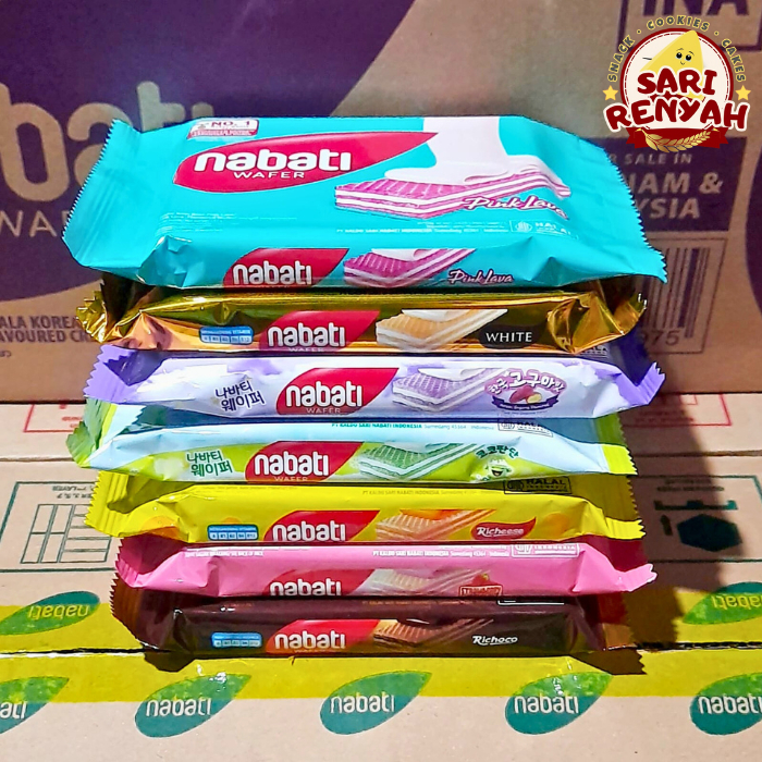 

WAFER NABATI 2000-an / Richeese Richoco Goguma White Lava Pink Cocopan Flavour Strawberry - Sari Rernyah