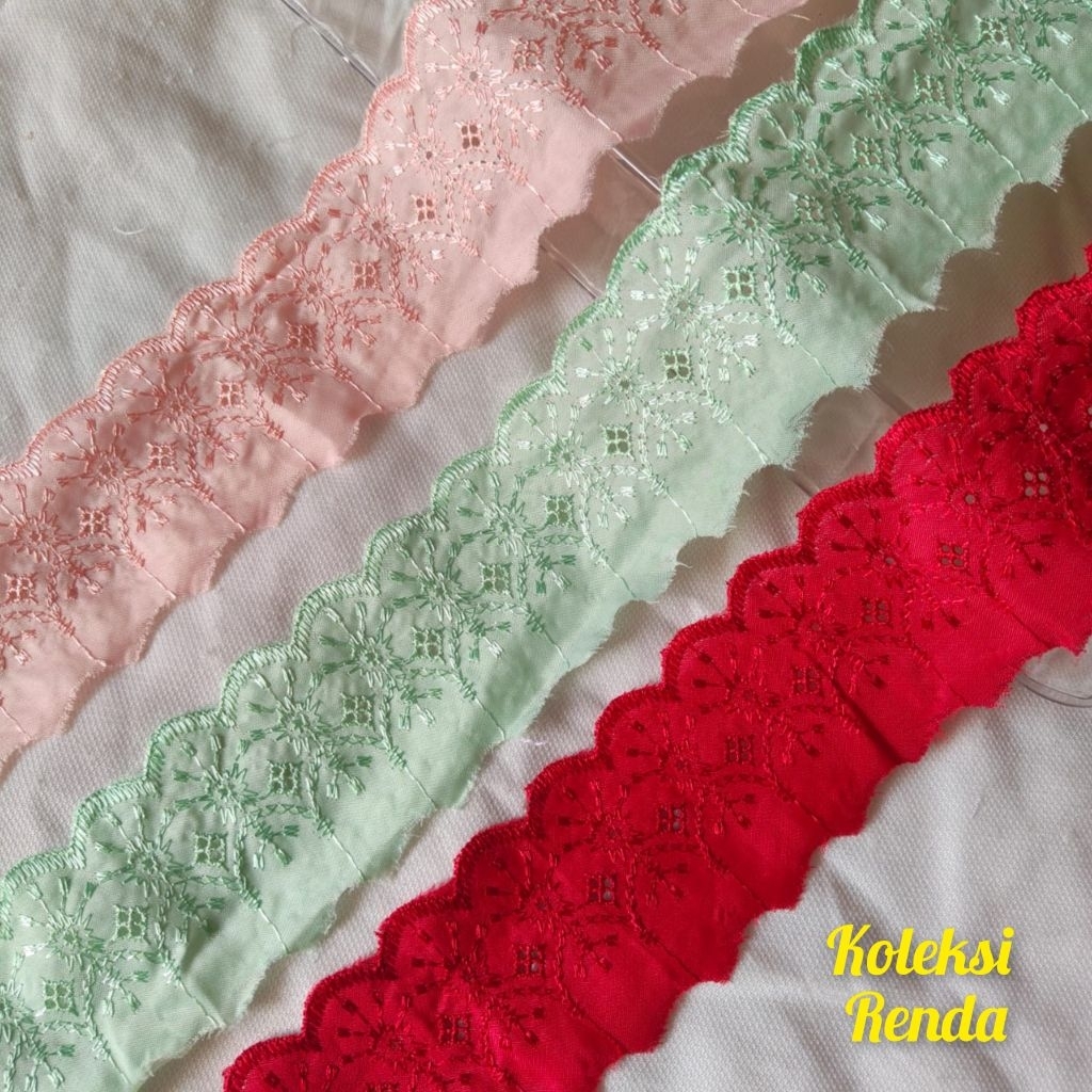 Renda katun jepang, renda katun lebar 7cm isi 15yard
