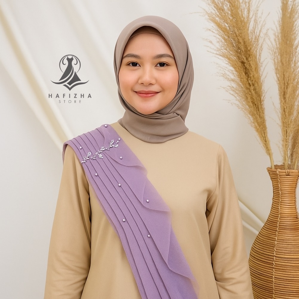 Selendang Sayap Pundak Kebaya Wisuda Tule Mutiara