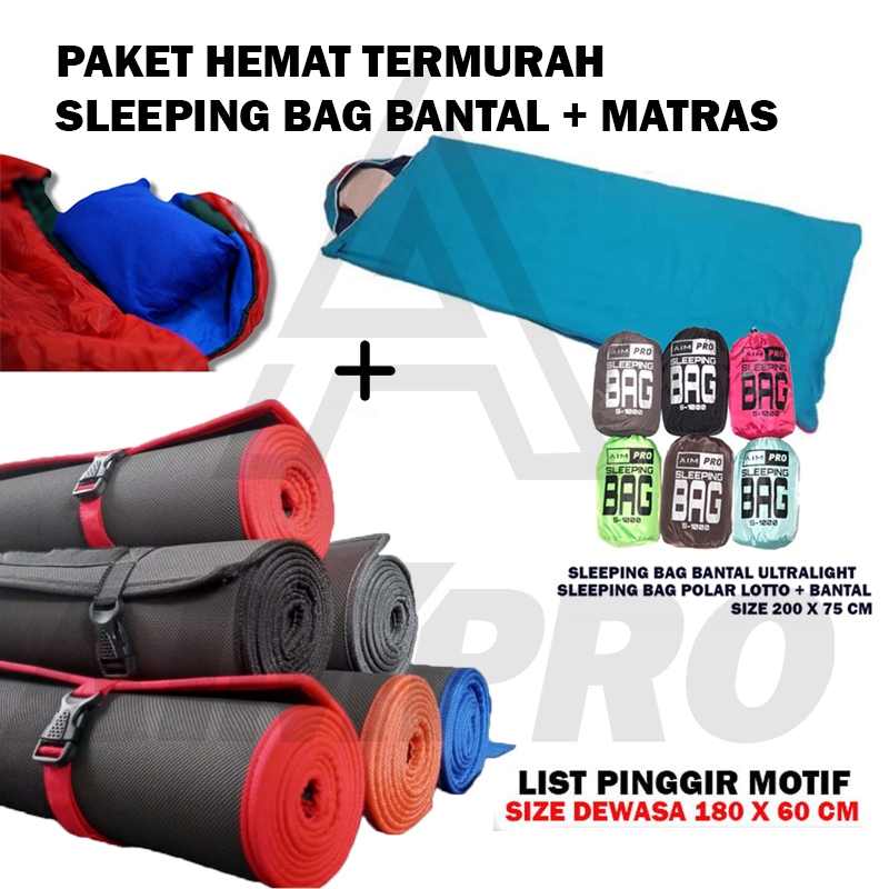Paket Sleeping Bag Dan Matras Camping - Sleeping Bag Dan Matras Yoga - Selimut Kemping Outdoor