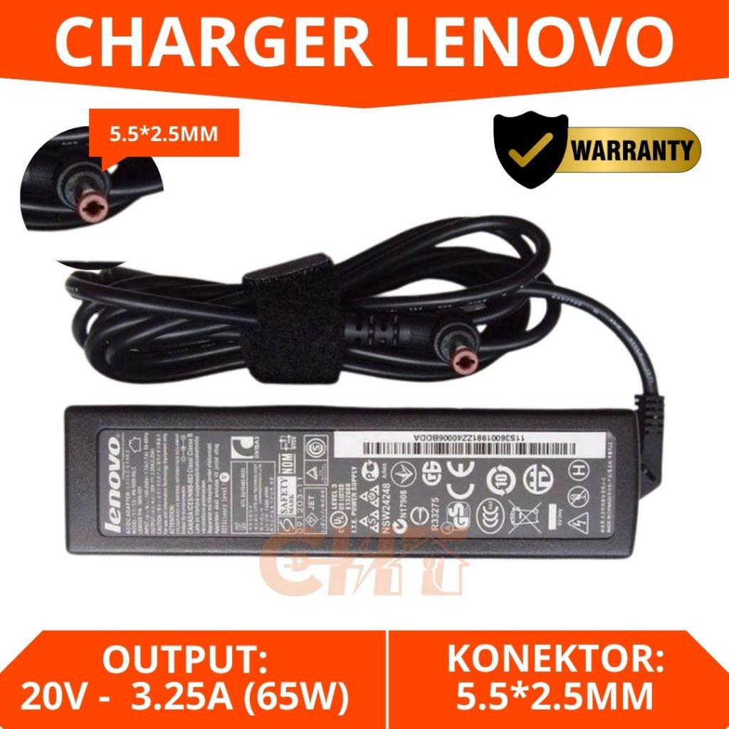 Charger Laptop Lenovo G460 G470 G475 G480 G530 G550e G560 G575 DC Konektor 5.5MM * 2.5MM Output 20V 