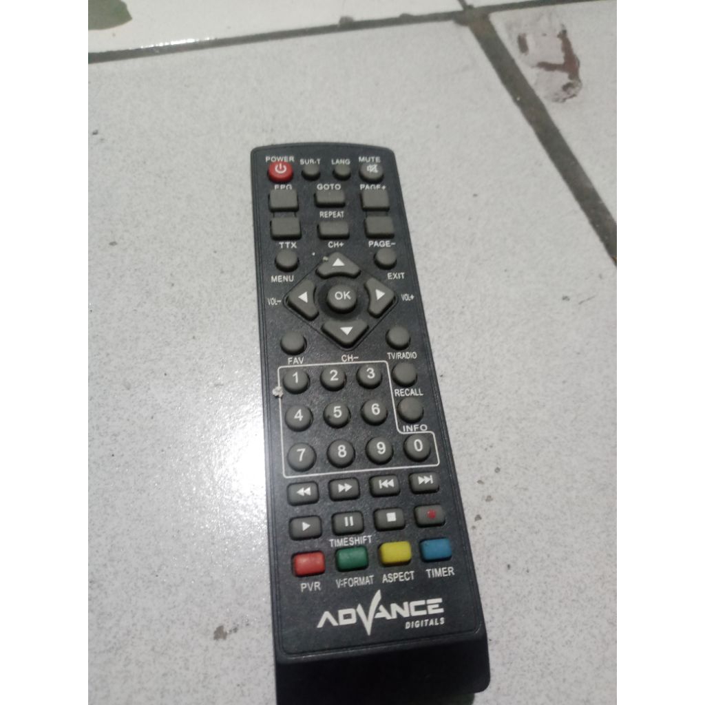 Remote Stb Tv digital Advance kondisi matot
