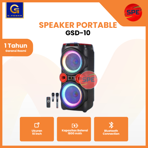 G-POWER Portable Battery  Speaker 10 Inchi Woofer, Type: GSD-10 NEW
