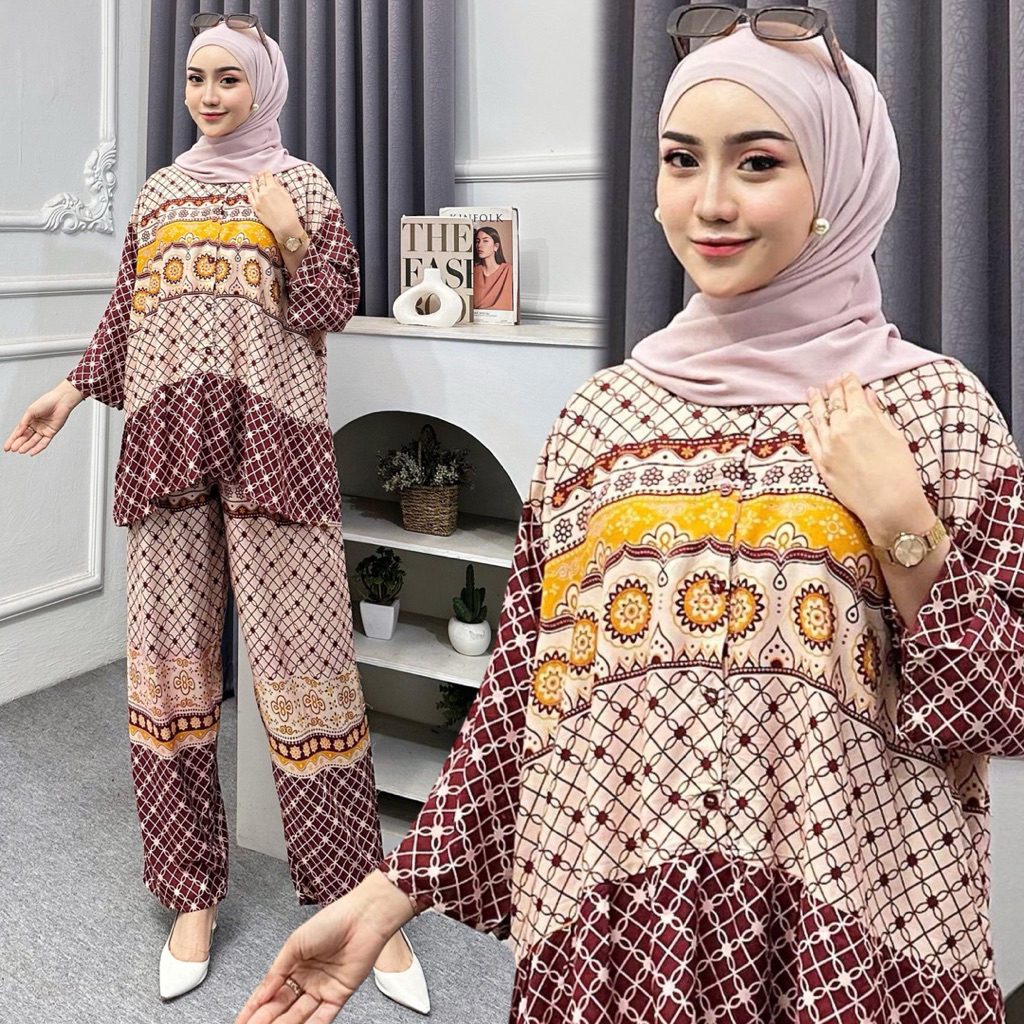 Setelan Celana Kulot Wanita JUMBO LD 130  Laura SET Setelan wanita terbaru