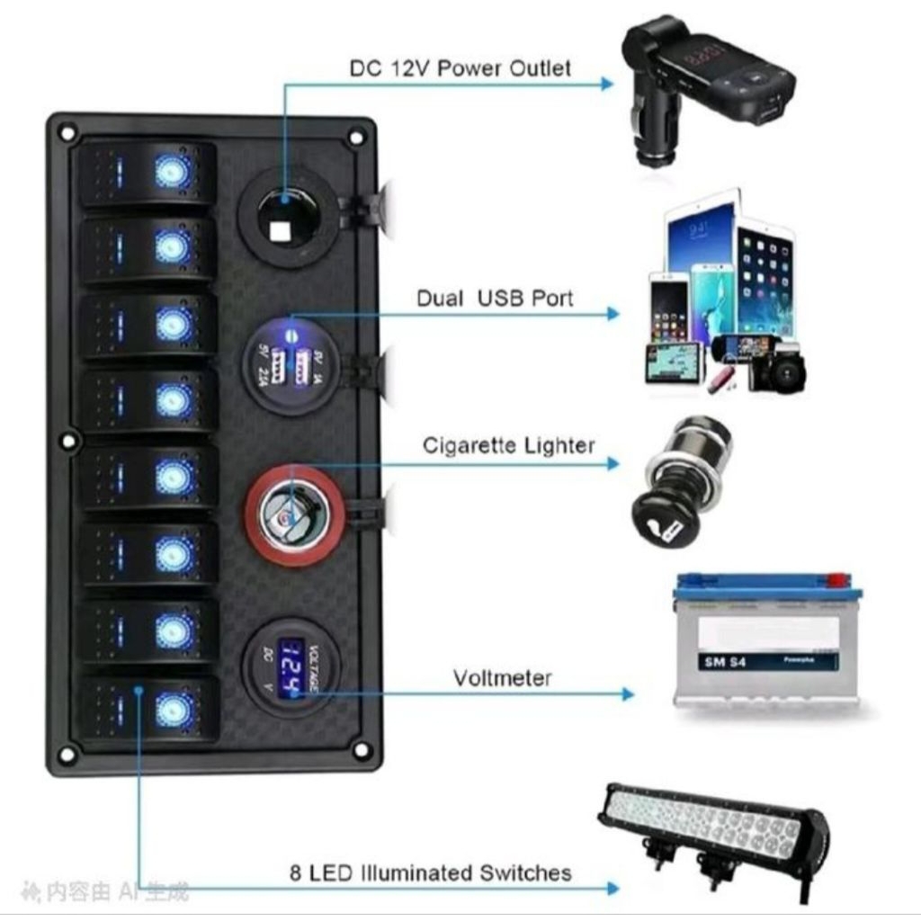 Switch Saklar Panel 8 Gang Model ARB.Saklar Switch 8 Panel Model Arb.Saklar Pesawat Set 8 Panel