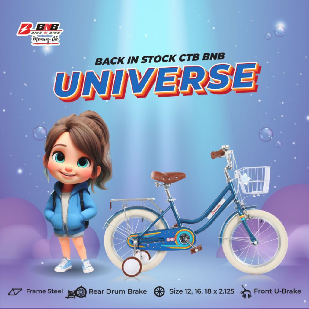 Sepeda Anak Perempuan BNB 12 inch Universe