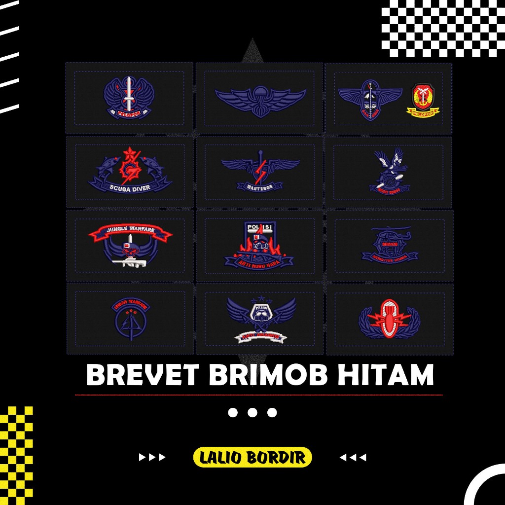 BREVET BORDIR WING BRIMOB PDL HITAM