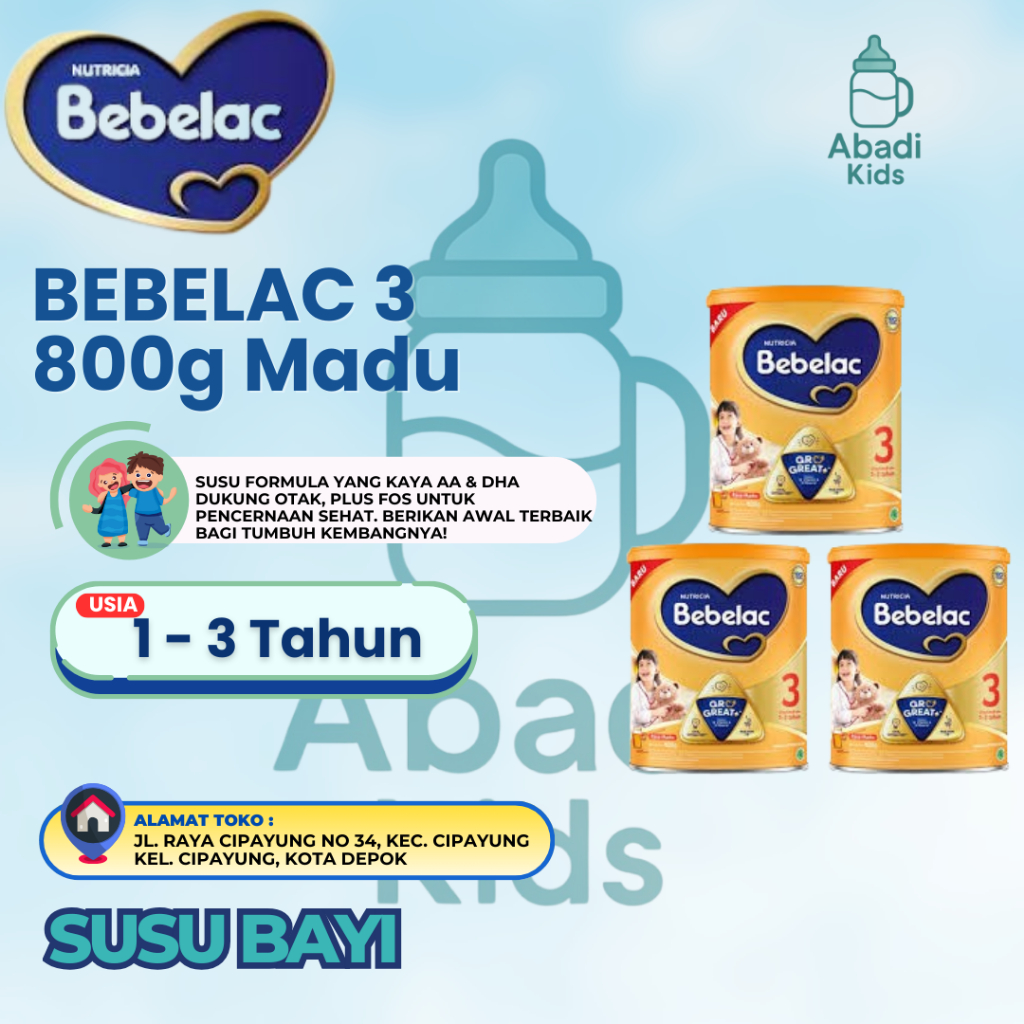 

BEBELAC 3 800g Susu Anak 1-3 Tahun Vanila/Madu