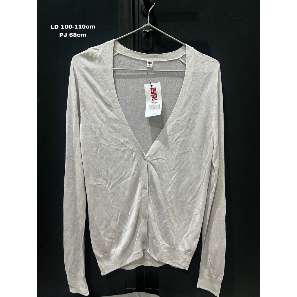 Cardigan Wanita Branded Uniqlo Warna Broken White Simple Outer Wanita Uniqlo Murah Cuci Gudang