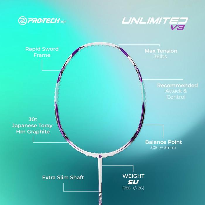 Raket Badminton PROTECH Badminton Racket - Unlimited V3(5U)(MAX 36LBS)