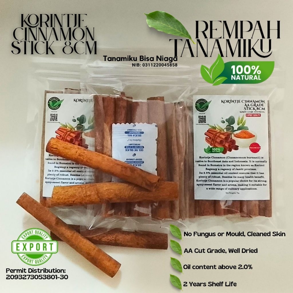 

Organik Kayu Manis Stick Korintje 8 cm Kualitas Ekspor Bersih Utuh Kering Higenis Tidak Berjamur