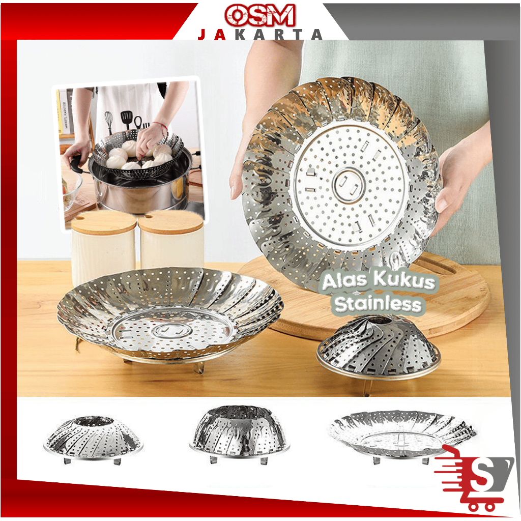 Tatakan Kukusan Bunga Stainless Serbaguna Dilipat Ukuran 21.5x7.5 cm — 2