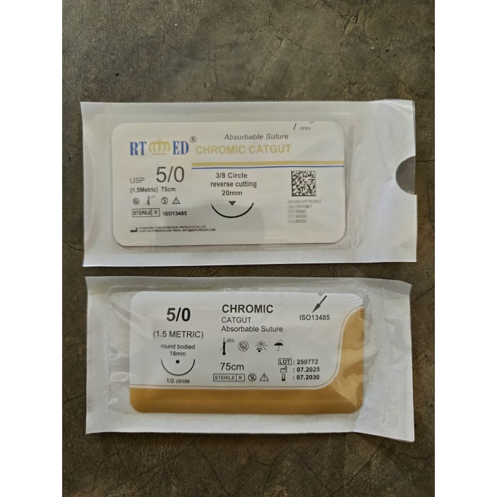 ECER CATGUT CHROMIC 5/0 SURGICAL SUTURES PER PCS