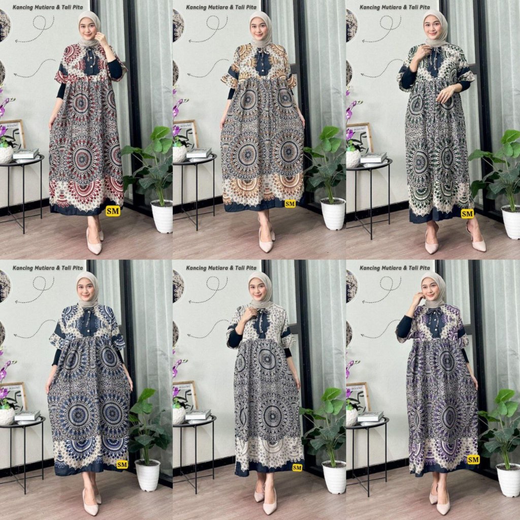 SBS-Daster Long Mentari | daster rayon, daster rempel, busui friendly, daster panjang