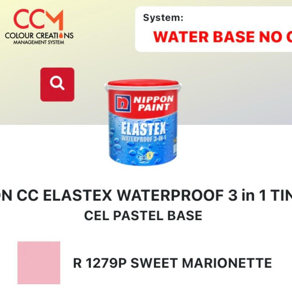 NIPPON PAINT ELASTEX CAT TEMBOK WATERPROOF 3IN1 TINTING | REQUEST WARNA