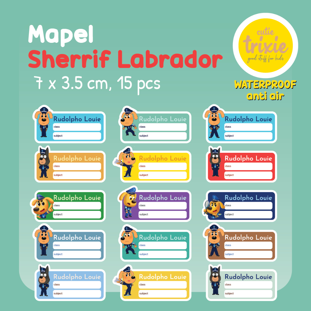 

Sticker Label Buku Mata Pelajaran Mapel Sheriff Labrador