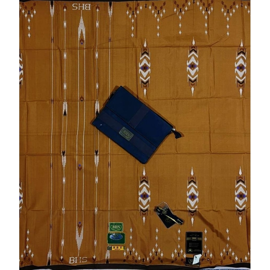 Sarung BHS Spunsilk SST Gold Lawas Full Sutra 210 Jahit Tengah Songket Timbul ATBM (Bisa COD)