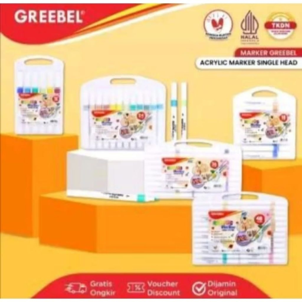 

GREEBEL ACRYLIC MARKER PERMANENT COLOR SET 12 18 24 36 48 SPIDOL AKRILIK WARNA PERMANEN