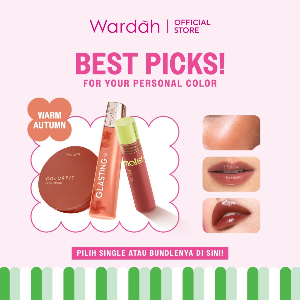[PCA: WARM AUTUMN] WARDAH Your Warm Autumn Packlist! Cream Blush - Moist Dew Tint - Glasting Liquid 