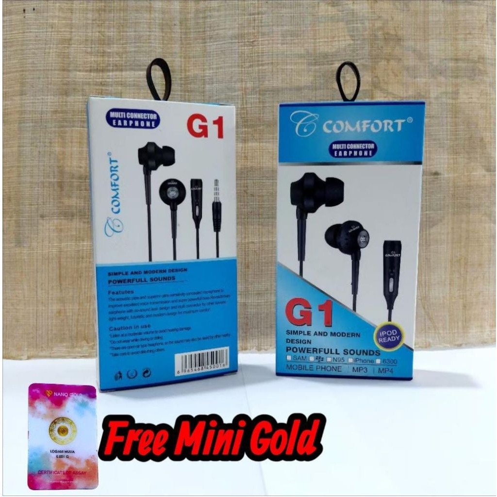 COMFORT HEADSET G1 Super Bazz Earphone + Sambungan AUX