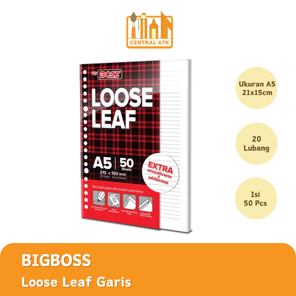 

BIGBOSS LOOSE LEAF / KERTAS BINDER A5 50 LEMBAR GARIS