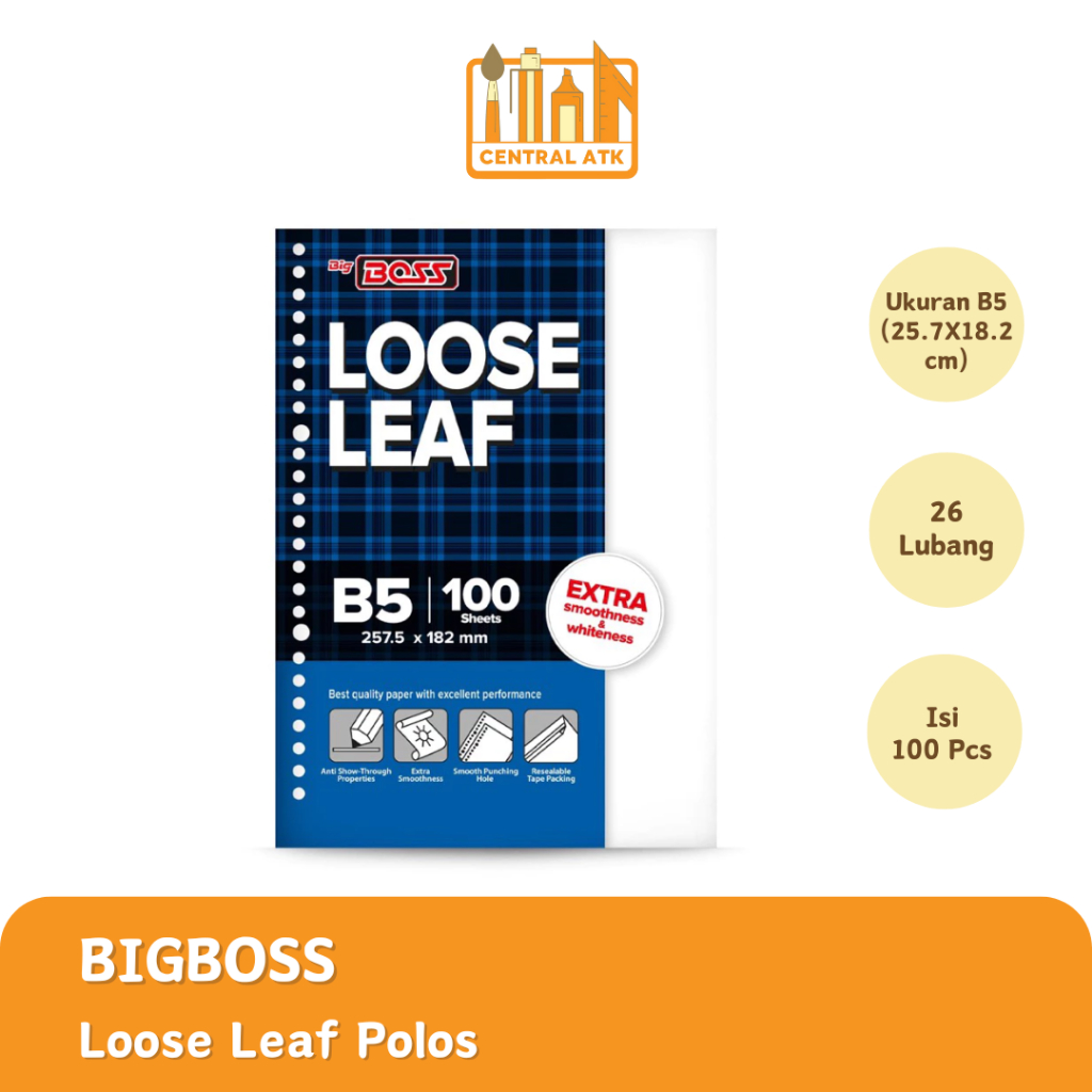 

LOOSE LEAF / KERTAS BINDER B5-100 POLOS TANPA GARIS BIG BOSS