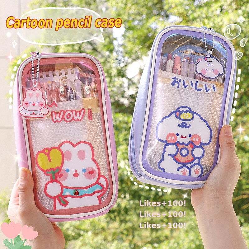 

Tas Pensil Transparan Berkapasitas Besar dengan untuk Anak-Anak, Tas Pensil Plastik Transparan dengan Motif Kartun untuk Pelajar