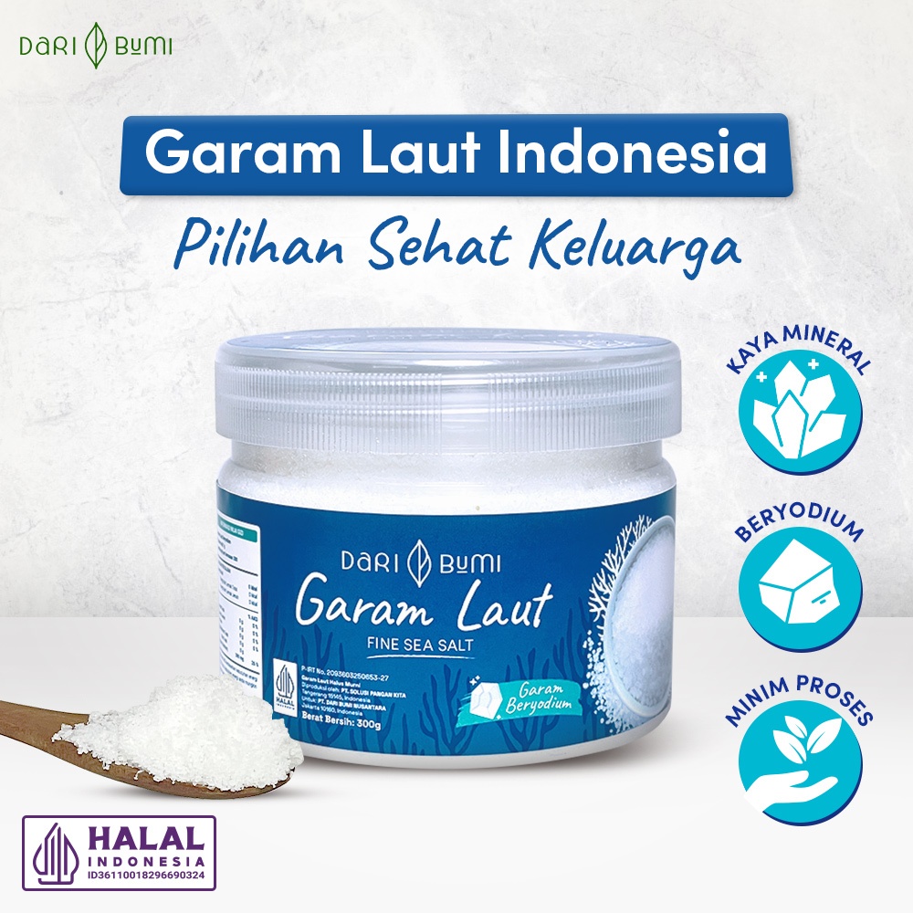 

Garam Laut Halus 300 gram Dari Bumi Fine Sea Salt Beryodium Kaya Mineral