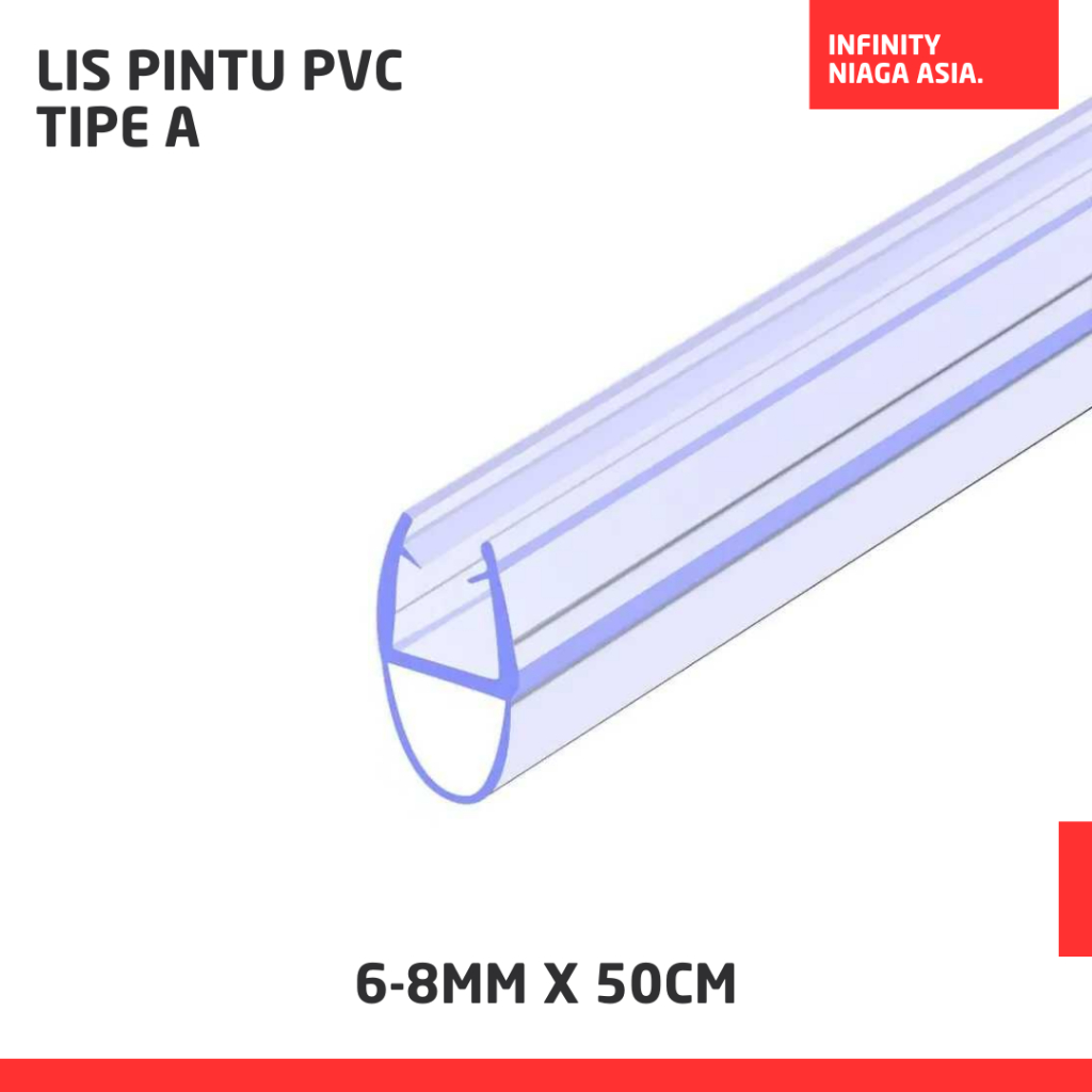 INADS Lis Pintu PVC Tipe A / Seal Strip Penutup Celah Pintu Kaca Kamar Mandi PVC 50cm