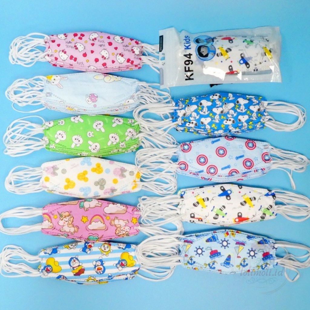 Masker kf94 anak motif karakter cewek /cowok isi 10/pack