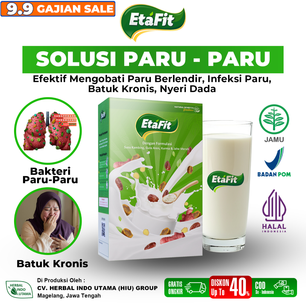 

ETAFIT DETOX PARU BERLENDIR INFEKSI BAKTERI VIRUS TBC BRONKITIS BATUK KRONIS - Susu Kambing Etawa Herbal Pernafasan Asli 100% Original