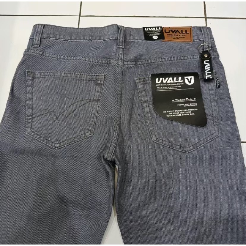 UVALL Celana Standar Dewasa Celana Jeans Cowok Standar Regular Premium